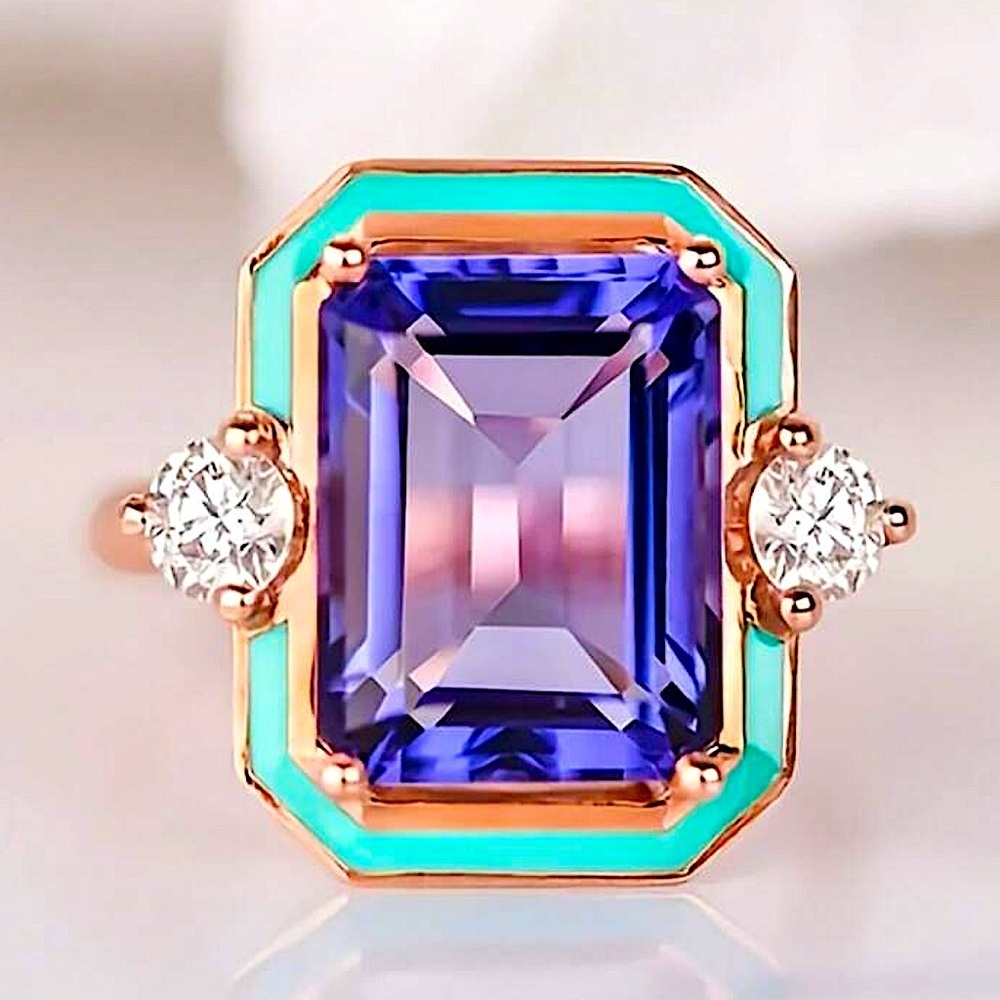 Gold Art Deco Blue Sapphire Ring